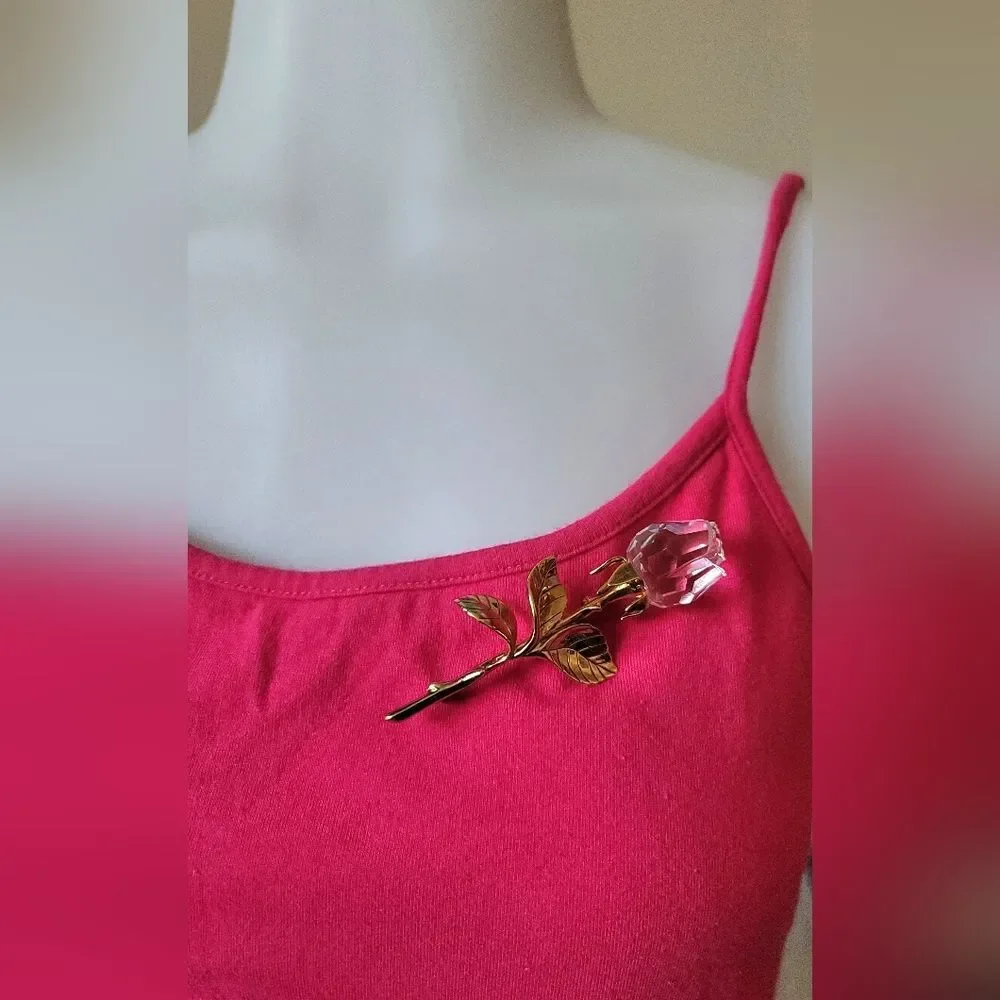 Swarovski Crystal Rose Brooch